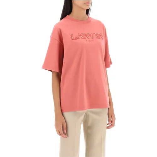 Oversized Curb Logo T-Shirt , Damen, Größe: XS - Lanvin - Modalova