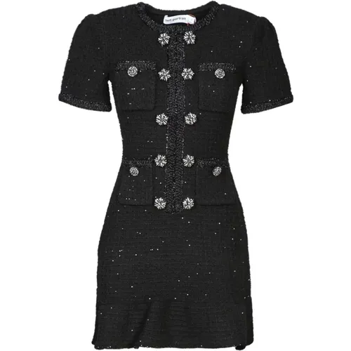 Knit Buttoned Mini Dress , female, Sizes: L - Self Portrait - Modalova