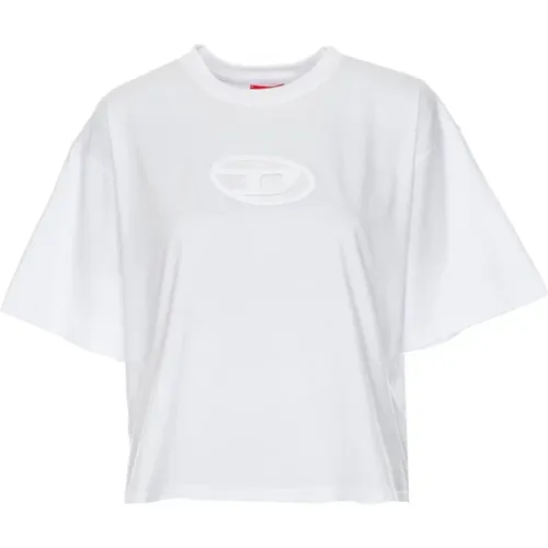 Crop T-Shirt mit ovalem Logo-Patch - Diesel - Modalova