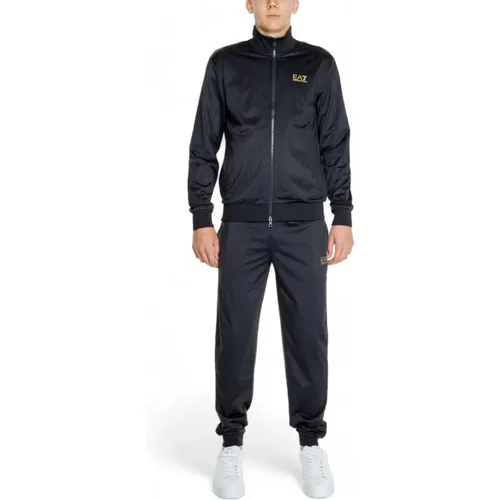 Schwarzer Zip-Up Trainingsanzug für Männer , Herren, Größe: L - Emporio Armani EA7 - Modalova