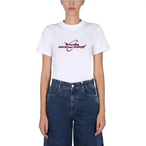 T-Shirt With Logo Print , female, Sizes: XS - Stella Mccartney - Modalova