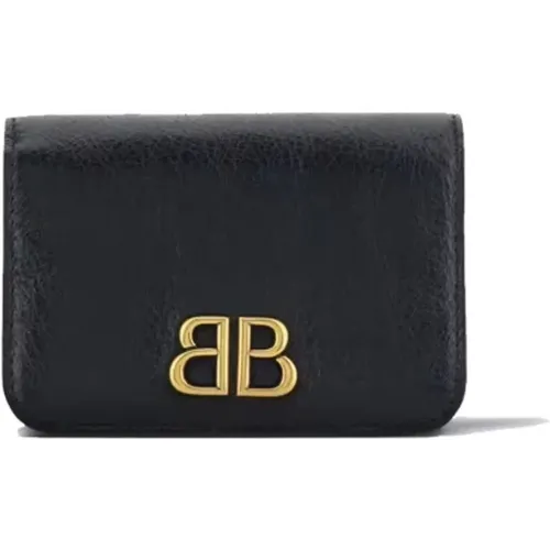 Leather Wallet and Card Holder with Gold-tone Logo , female, Sizes: ONE SIZE - Balenciaga - Modalova