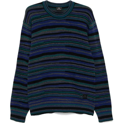 Gestreifter Rundhalsausschnitt Pullover Blau , Herren, Größe: L - Paul Smith - Modalova