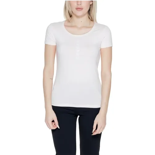Weißes T-Shirt Kurzarm Rundhals , Damen, Größe: XS - Emporio Armani EA7 - Modalova