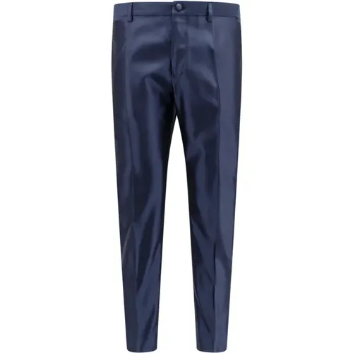 Silk Trousers with Button and Zip Closure , male, Sizes: M - Dolce & Gabbana - Modalova