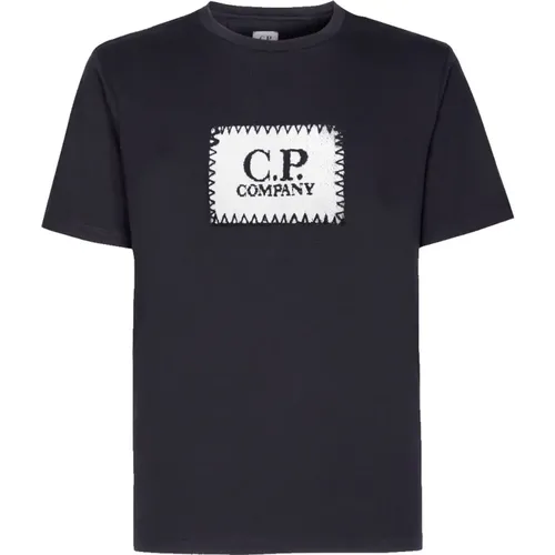 Jersey Label T-Shirt in Total Eclipse , Herren, Größe: L - C.P. Company - Modalova