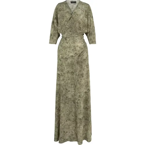 Silk Herba Print Crossed Dress , female, Sizes: L, XL, S, M, 2XL - Cortana - Modalova