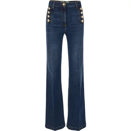 Wide Jeans, Klassische Passform, Denim Hose , Damen, Größe: W26 - Elisabetta Franchi - Modalova