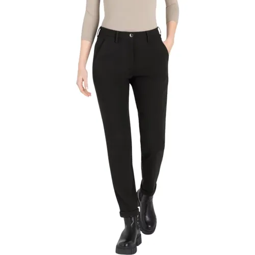 Schwarze Chino Turn Up Hose , Damen, Größe: L - MAC - Modalova