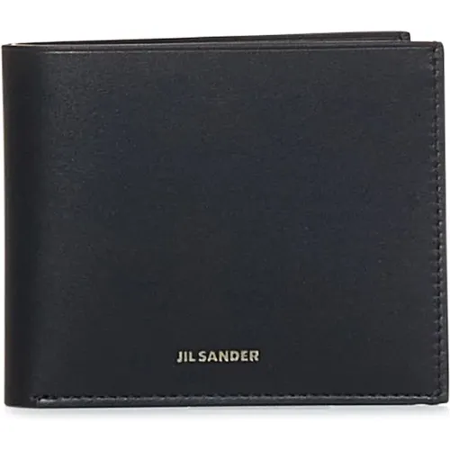Schwarze Brieftasche mit Silber Logo Druck , Herren, Größe: ONE Size - Jil Sander - Modalova