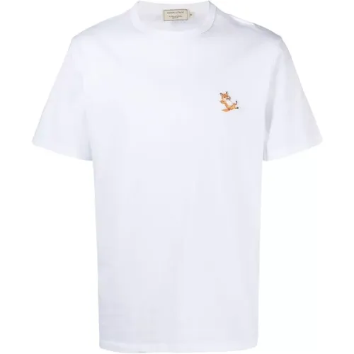 Logo Besticktes T-Shirt - XS , Herren, Größe: XL - Maison Kitsuné - Modalova