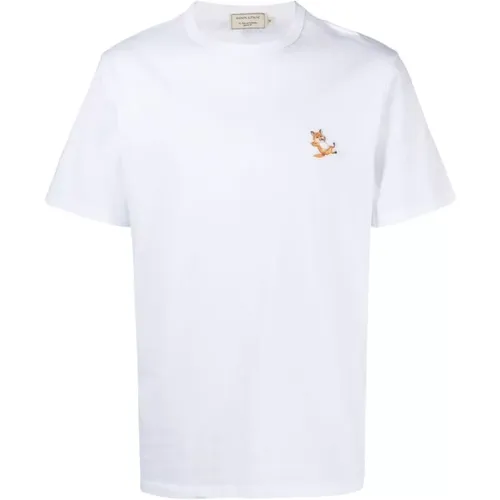 Logo Besticktes T-Shirt - XS , Herren, Größe: M - Maison Kitsuné - Modalova