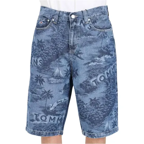 Herren Denim Shorts mit tropischem Print , Herren, Größe: W34 - Tommy Jeans - Modalova