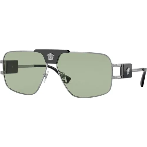 Gunmetal/ Sunglasses,White/Dark Grey Sunglasses,Gold/Grey Silver Mirror Sunglasses - Versace - Modalova