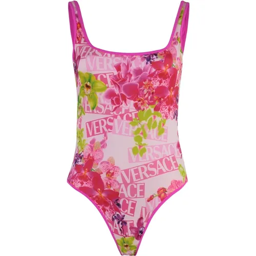 Blumiges Wende-Badeanzug , Damen, Größe: L - Versace - Modalova