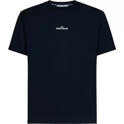 Blaues T-Shirt mit Kompass-Logo - Stone Island - Modalova