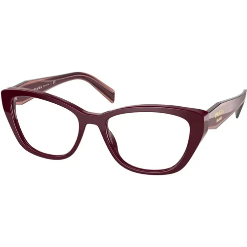 Stilvolle Burgunder Brillenfassung , unisex, Größe: 53 MM - Prada - Modalova