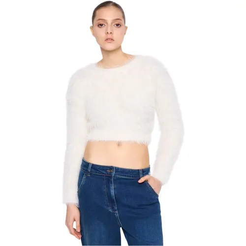 Crop Top mit Rundhalsausschnitt und langen Ärmeln , Damen, Größe: M - Silvian Heach - Modalova