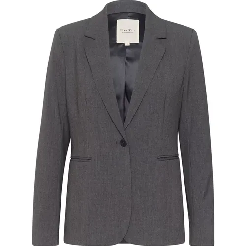 Grauer Flanellmelange-Blazer , Damen, Größe: XS - Part Two - Modalova