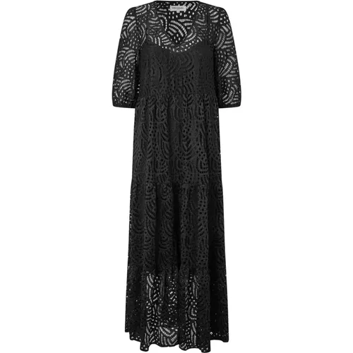 Elegantes Schwarzes Maxikleid mit Spitze - Lollys Laundry - Modalova