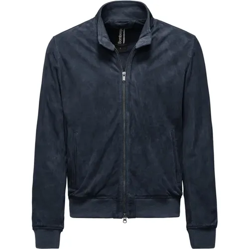 Suede Leather Bomber Jacket , male, Sizes: S, XL, 2XL, 3XL, L - BomBoogie - Modalova