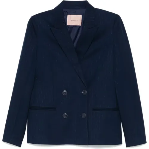 Blaue Blazer mit Pinstripe-Muster , Damen, Größe: 2XS - Twinset - Modalova