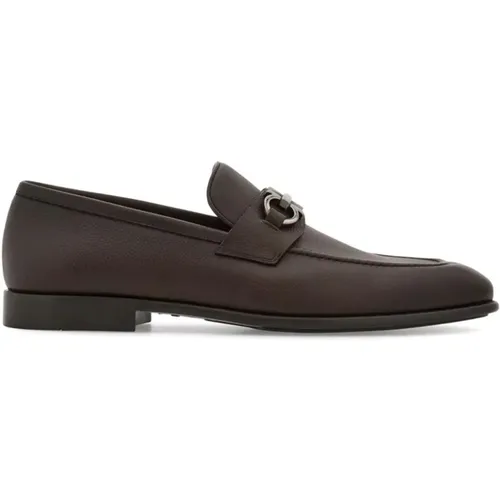 Flat Loafers Grained Leather Shoes , male, Sizes: 6 UK, 7 UK, 5 UK - Salvatore Ferragamo - Modalova