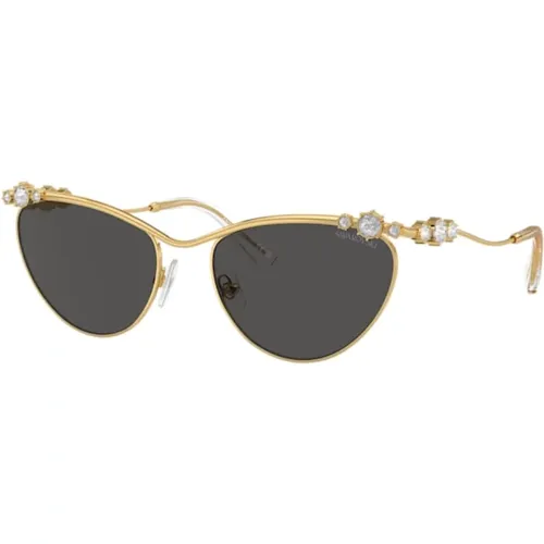 Goldene Sonnenbrille mit Original-Etui , Damen, Größe: 58 MM - Swarovski - Modalova