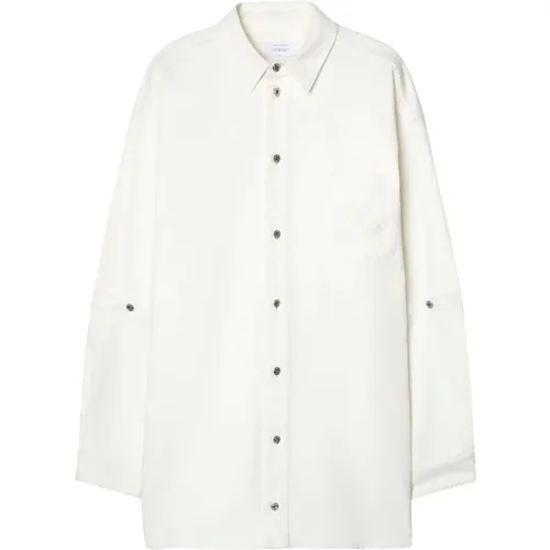 Off , Denim Oversized Shirt Jacket , male, Sizes: S, M - Off White - Modalova