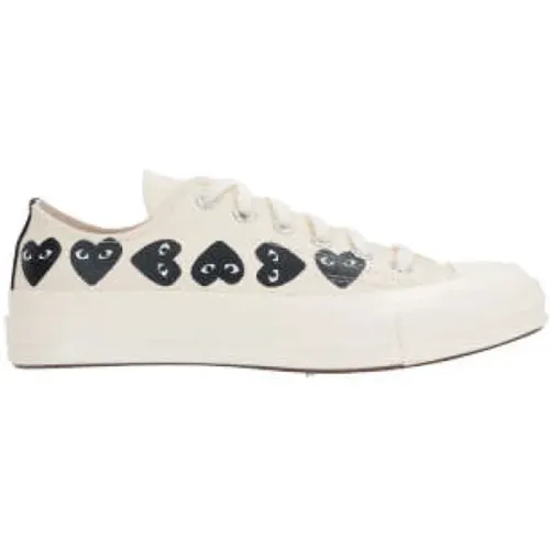 Weiße Low-Top Sneakers mit Filip Pagowski Herzprint , Damen, Größe: 38 1/2 EU - Comme des Garçons Play - Modalova