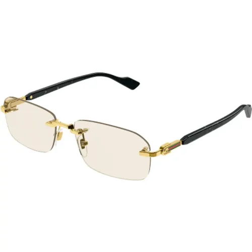 Chic Rimless Sunglasses in Gold Black , unisex, Sizes: M/L - Gucci - Modalova