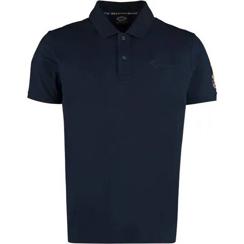 Baumwoll-Poloshirt mit Rippdetails , Herren, Größe: L - PAUL & SHARK - Modalova