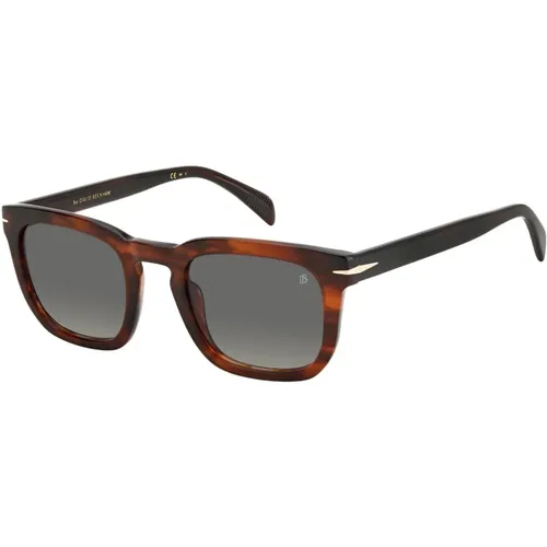 Horn/Grey Shaded Sunglasses , male, Sizes: 50 MM - Eyewear by David Beckham - Modalova