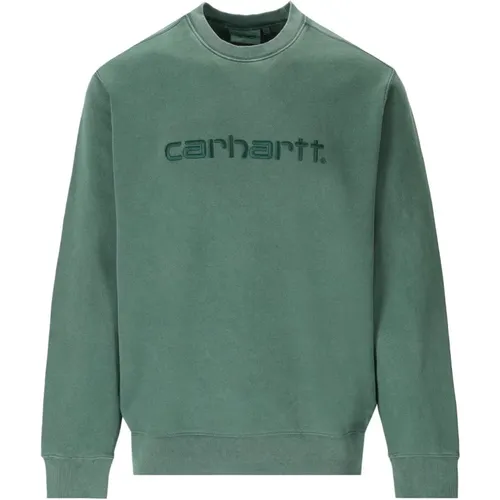 Grüner Duster Sweatshirt mit Besticktem Logo , Herren, Größe: L - Carhartt WIP - Modalova