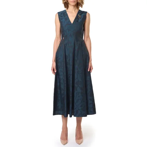 Blaues Jacquard Baumwoll Midi Kleid , Damen, Größe: XS - Max Mara - Modalova