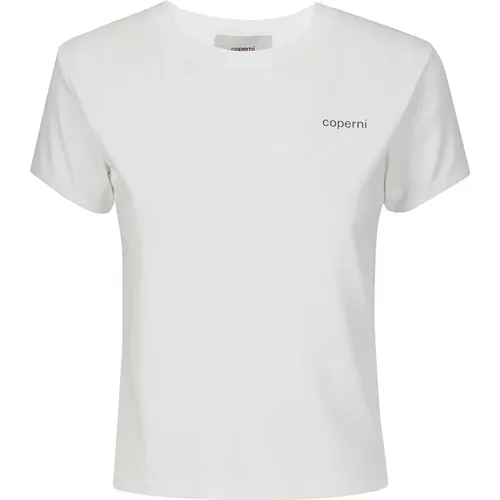 Logo Slim Fit T-Shirt,Weißes Slim Fit T-Shirt mit Logo-Druck - Coperni - Modalova