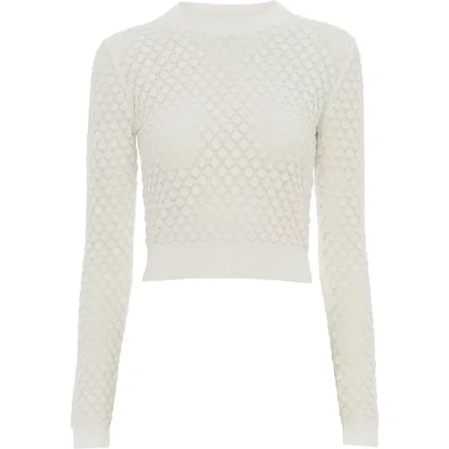 Weißer Crewneck Seiden Baumwoll Pullover , Damen, Größe: L - Chloé - Modalova