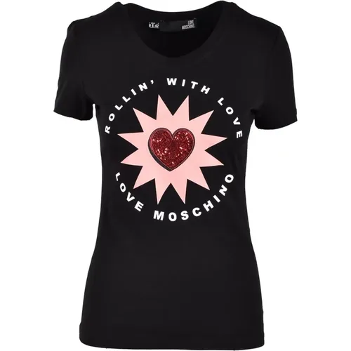 Weiße T-Shirt aus der Collection , Damen, Größe: XS - Love Moschino - Modalova