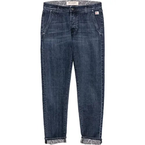 Dunkle Waschung Denim Jeans mit Cashmere-Print , Herren, Größe: W38 - Roy Roger's - Modalova