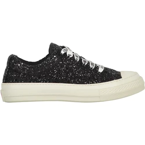 Glitter Low-Top Sneakers mit Logo-Print - Love Moschino - Modalova