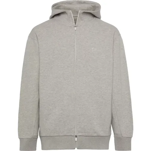 Full Zip Sweatshirt aus recycelter Mischbaumwolle , Herren, Größe: M - Boggi Milano - Modalova