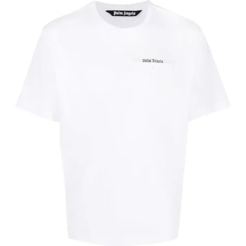 Logo-Tape Cotton T-Shirt , male, Sizes: L, S, 2XL, XL - Palm Angels - Modalova