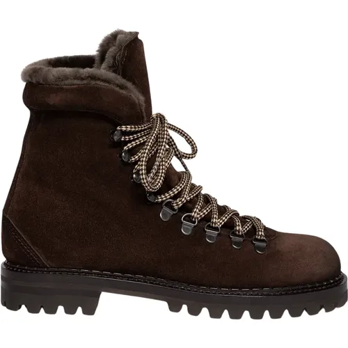 Dunkelbrauner Shearling Wanderstiefel , Damen, Größe: 40 EU - Elia Maurizi - Modalova