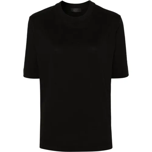 Schwarze T-Shirts und Polos mit Logo , Damen, Größe: S - Moncler - Modalova