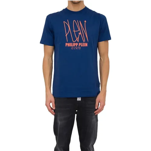 Blau Rundhals T-Shirt Philipp Plein - Philipp Plein - Modalova