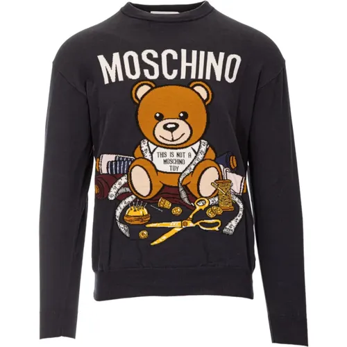 Teddy Bear Print Sweater , male, Sizes: S - Moschino - Modalova