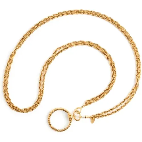 Vintage Gold Plated Magnifying Glass Pendant Necklace , female, Sizes: ONE SIZE - Chanel Vintage - Modalova
