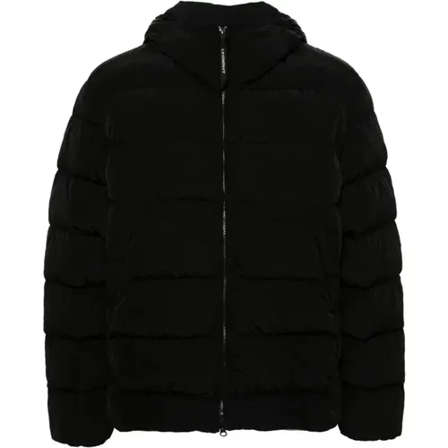 Schwarze Goggle Jacke mit Verstellbarer Kapuze,Schwarze Mäntel für Männer - C.P. Company - Modalova