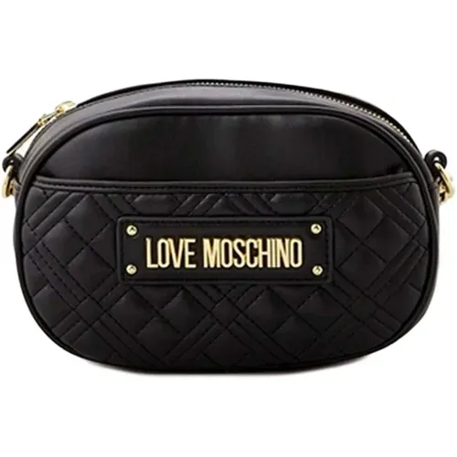 Gepolsterte Crossbody Tasche Schwarze Schultertasche - Moschino - Modalova