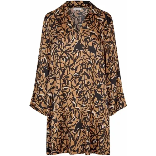 Printed Tunic with V-Neck Collar , female, Sizes: L, 2XL, S, M - Masai - Modalova